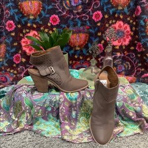 Brown Suede Ankle Booties with Buckle